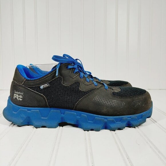 Timberland PRO Powertrain Alloy Toe ESD Work Black Blue Athletic Sneakers A927 - Picture 5 of 11